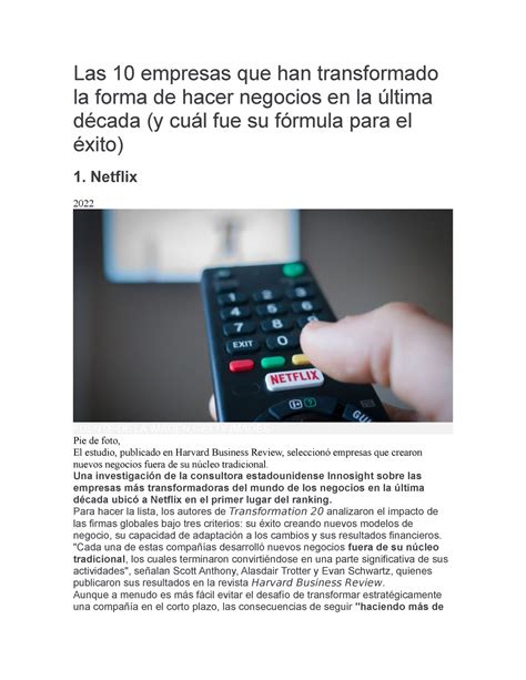 Las 10 empresas que han transformado la forma de hacer .